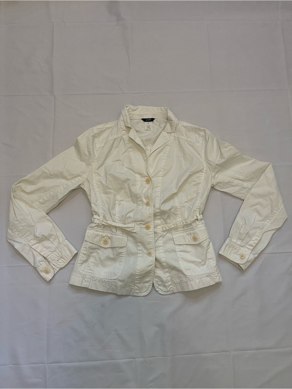 J.Crew Vintage Y2K White Cotton Utility Safari Jacket Blazer XS 2007
